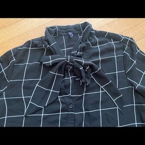 NYDJ black and white striped button down blouse